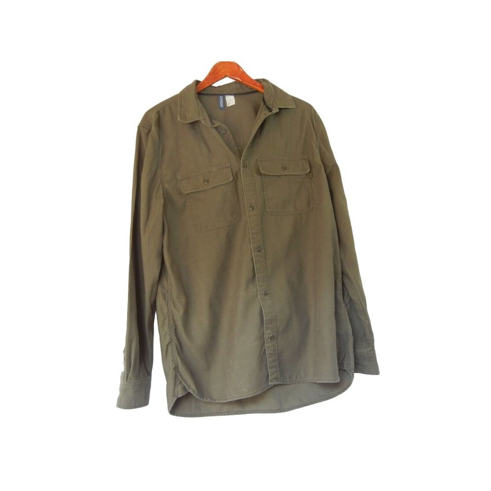 Divided H & M long sleeved shirt, heavy weight cotton, Large, olive green.
